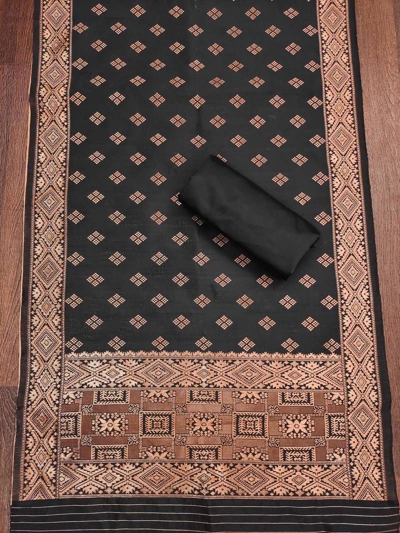 black jacquard weaved dress material