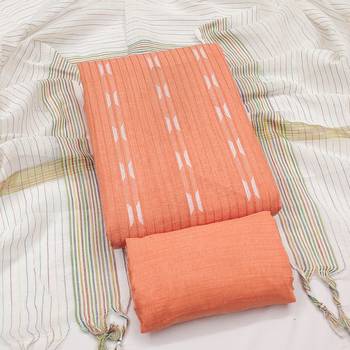 orange jacquard weaved dress material 3