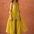 Women's mustard silk blend embroidered kurti set for women with dupatta and palazzo