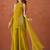 Women's mustard silk blend embroidered kurti set for women with dupatta and palazzo
