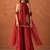 Women's red silk blend embroidered kurti set for women with dupatta and palazzo