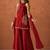 Women's red silk blend embroidered kurti set for women with dupatta and palazzo