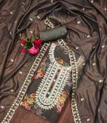 black organza hand embroidery dress material