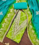 green organza printed dress material