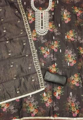 black organza hand embroidery dress material 2