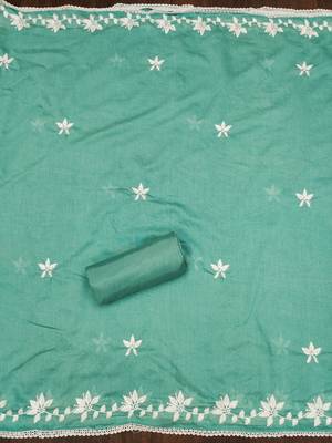 green silk blend thread dress material 4