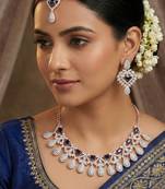 Blue rose gold premium designer american diamond and stone work necklace set