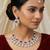 Maroon rhodium premium designer american diamond and stone work necklace set