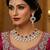 Pink rhodium premium designer american diamond and stone work necklace set
