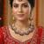 Red yellow gold premium designer american diamond and stone work necklace set