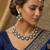 Blue yellow gold premium designer american diamond and stone work necklace set