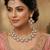 Pink yellow gold premium designer american diamond and stone work necklace set