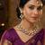 Purple yellow gold premium designer american diamond and stone work necklace set