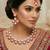 Pink rose gold premium designer american diamond and stone work necklace set