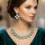 Green rhodium premium designer american diamond and stone work necklace set
