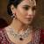 Maroon rhodium premium designer american diamond and stone work necklace set