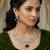 Green rhodium premium designer american diamond and stone work necklace set