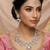Pink rhodium premium designer american diamond and stone work necklace set