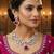 Pink rhodium premium designer american diamond and stone work necklace set