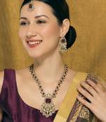 Purple yellow gold premium designer american diamond and stone work necklace set