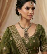 Green yellow gold premium designer american diamond and stone work necklace set