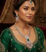 Green rose gold premium designer american diamond and stone work necklace set