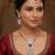 Maroon rose gold premium designer american diamond and stone work necklace set