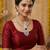 Maroon rhodium premium designer american diamond and stone work necklace set