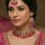 Pink yellow gold premium designer american diamond and stone work necklace set