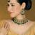 Green yellow gold premium designer american diamond and stone work necklace set