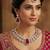 Pink rose gold premium designer american diamond and stone work necklace set