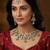 Gold yellow gold premium designer american diamond and stone work necklace set