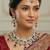 Maroon yellow gold premium designer american diamond and stone work necklace set