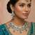 Blue yellow gold premium designer american diamond and stone work necklace set