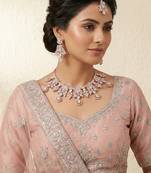 Green rose gold premium designer american diamond and stone work necklace set