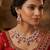 Red rose gold premium designer american diamond and stone work necklace set
