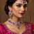 Pink rhodium premium designer american diamond and stone work necklace set