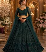 green net embroidered traditional lehenga-choli
