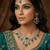 Green yellow gold premium designer american diamond and stone work necklace set