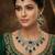 Green yellow gold premium designer american diamond and stone work necklace set