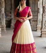 cream silk blend woven traditional lehenga-choli