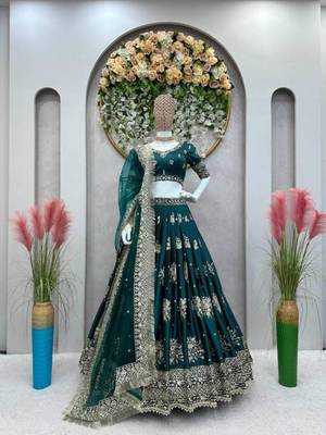 green art silk embroidered traditional lehenga-choli 1