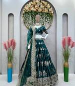 green art silk embroidered traditional lehenga-choli