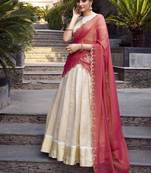 cream jacquard woven traditional lehenga-choli