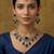 Blue yellow gold premium designer american diamond and stone work necklace set