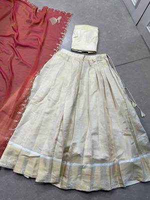 cream jacquard woven traditional lehenga-choli 3