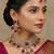 Pink yellow gold premium designer american diamond and stone work necklace set