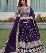 purple georgette embroidered designer lehenga-choli