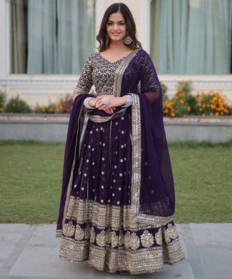 purple georgette embroidered designer lehenga-choli 3