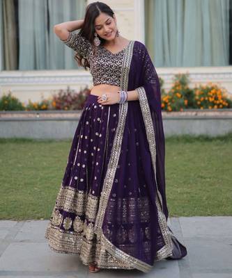 purple georgette embroidered designer lehenga-choli 4